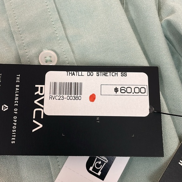 RVCA That’ll Do Stretch SS button down shirt. Light green. XX Large. NWT - Picture 6 of 6